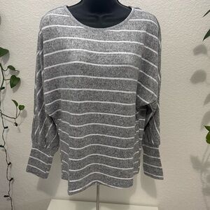 Women’s Gray Striped Long Sleeve Top Soft Knit Size S and M New Without Tags